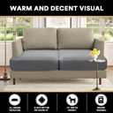 PrinceDeco 2 Piece Loveseat Sofa Slipcovers for T Cushion Couch Cover T Shaped 2 Cushion Couch Sofa Seat Cover with Elastic Bottom Pets Friendly Jacquard Small Checked,Ivory