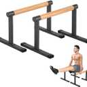Wooden Parallel Bar and Dip Bar with Thick Beech Handles, Push-up Bar, Rock-Free Fitness Equipment for Handstand, L-Sit, Gymnastics, Strength Training Home Gym,500lbs