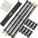 KJE 4 Pack Adjustable Heavy-Duty Tarp Poles, Camping Tent Poles Set with Ground Stakes & Guylines & Yellow Protection Caps, Aluminum Telescoping Pole(2.79ft to 8.5ft) for Outdoor Tarp Use, 35 inches