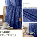 3 x Lecloud Leia Dusty Blue Sheer Valance for Windows 14 Inch Length 2 PCS, Dual Rod Pockets Living Room Bedroom Short Curtains, Jacquard Clip Textured Leaf Window Treatments, 40 W x 14 L