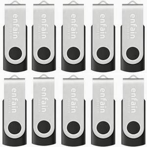 Enfain 16GB USB 3.0 Flash Drive 10 Pack, Black Thumb Drives Bulk, High Speed Data Storage Memory Sticks for PC Laptop Mac, for School Office Photo Music File Transfer