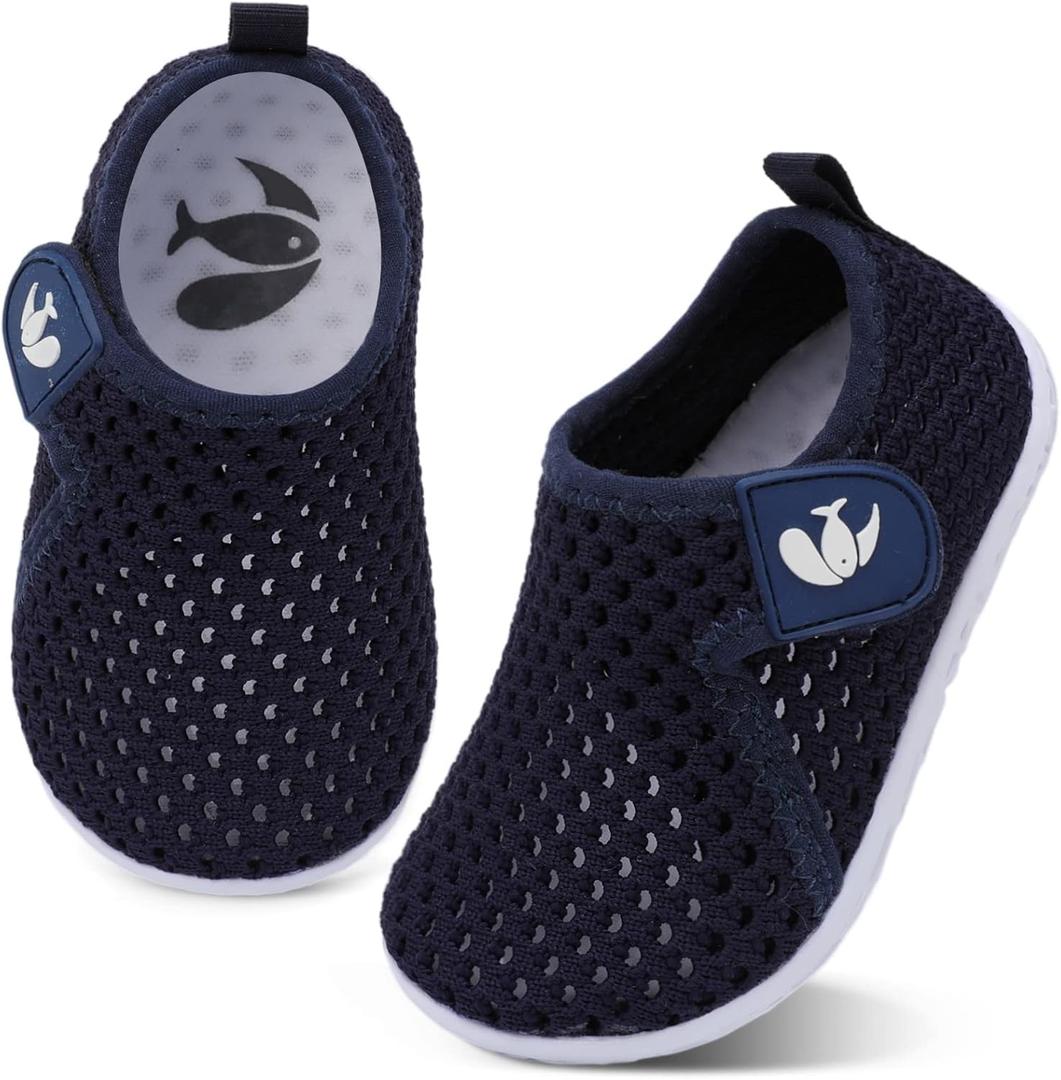 FEETCITY Boys Girls Water Shoes Kids Aqua Socks Quick Dry Barefoot for Beach Swimming Pool (12 Little Kid, Knitblue)