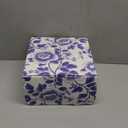 KeQiu Japanese Ceramic 7.75 inch Rectangular Salad Plates Set of 6, Dessert Plates for Appetizer, Sushi, Pasta, Porcelain Plates for Kitchen, Microwave/ oven/ Dishwasher Safe, Vintage Blue, Gift Set