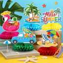 2 x 9Pcs Summer Party Decorations Honeycomb Centerpiece, Hello Summer Birthday Party Decorations, 3D Beach Summer Decorations Honeycomb Centerpiece for Birthday Beach Pool Party Decors