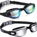 Aegend Kids Swim Goggles, Pack of 2 Swimming Goggles for Children Boys & Girls Age 3-14 (Aqua & Black Silver)