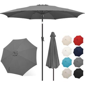 FLAME&SHADE 11 ft Patio Umbrella - Table Umbrella Outdoor with Push Button Tilt and Crank, UV Protection, 8 Sturdy Ribs, Market Umbrella for Garden, Deck, Backyard, Lawn, Pool and Beach(Anthracite)