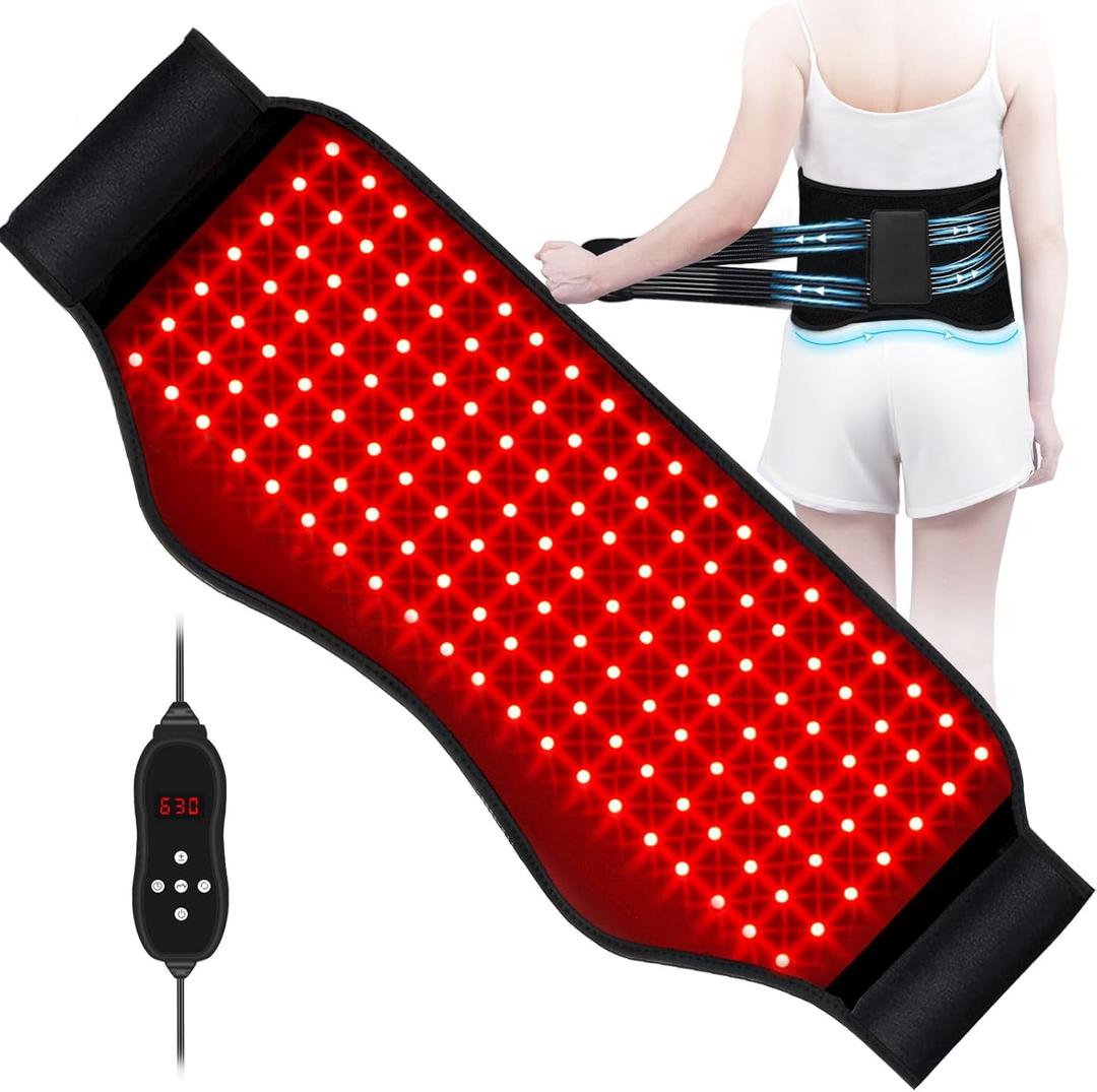 KingPavonini Red Light Therapy Belt, 140 LEDs 630/660/850nm Infrared Light Therapy with Compression Strap, Red Light Therapy for Body, Back, Shoulder & Waist Comfort and Relief (Black)