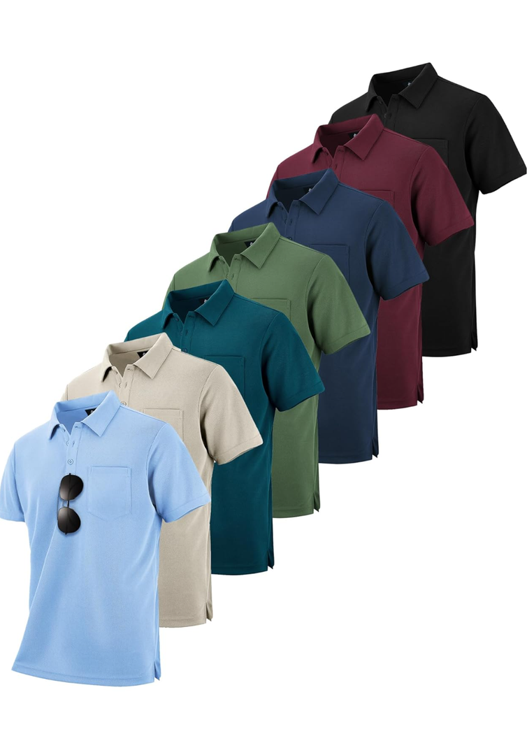 SCODI 6 Pack Polo Shirts for Men with Pocket Moisture Wicking Golf Polo Shirt Short Sleeve Outdoor Work Tactical Tshirt 3XL
