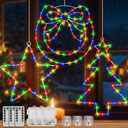 3 Pcs Christmas Window Lights, Battery Powered Tree,Wreath,Star Christmas Window Decorations with Timer Function, Multicolor Lighted Hanging Xmas Lights for Fireplace Outdoor Décor,Xmas Tree