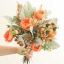 Floroom Artificial Greenery Stems Box Set, 63pcs with 7 Kinds of Faux Greenery Flowers Picks for DIY Bridal Bouquets Wedding Floral Arrangement Table Centerpieces, Burnt Orange & Green