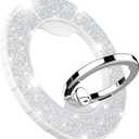 DATIMIRA Magnetic Phone Ring Holder for MagSafe, Glitter Magnetic Grip Compatible with iPhone 17 16 15 14 13 12 Pro Max,Pro,Plus,Mini, Pixel 10 Series Mag Safe Accessories,Adjustable Kickstand,Silver