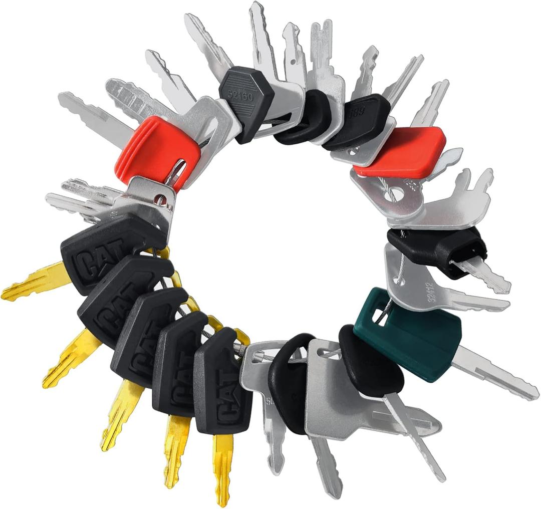 YASASHII 26 Heavy Equipment Keys Set Fits CAT, Case, JD, Komatsu, Kubota, Yanmar, Daewoo, Hyster, Takeuchi
