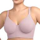HSIA Bras for Women Minimizer Full Coverage Seamless Plus Size Longline Unlined Underwire Back Smoothing Bra Purple 34DDD