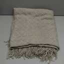 CREVENT Farmhouse Knit Throw Blanket for Couch Sofa Chair Bed Home Decoration, Soft Warm Cozy Light Weight for Spring Summer (50''X60'' Beige/Khaki)