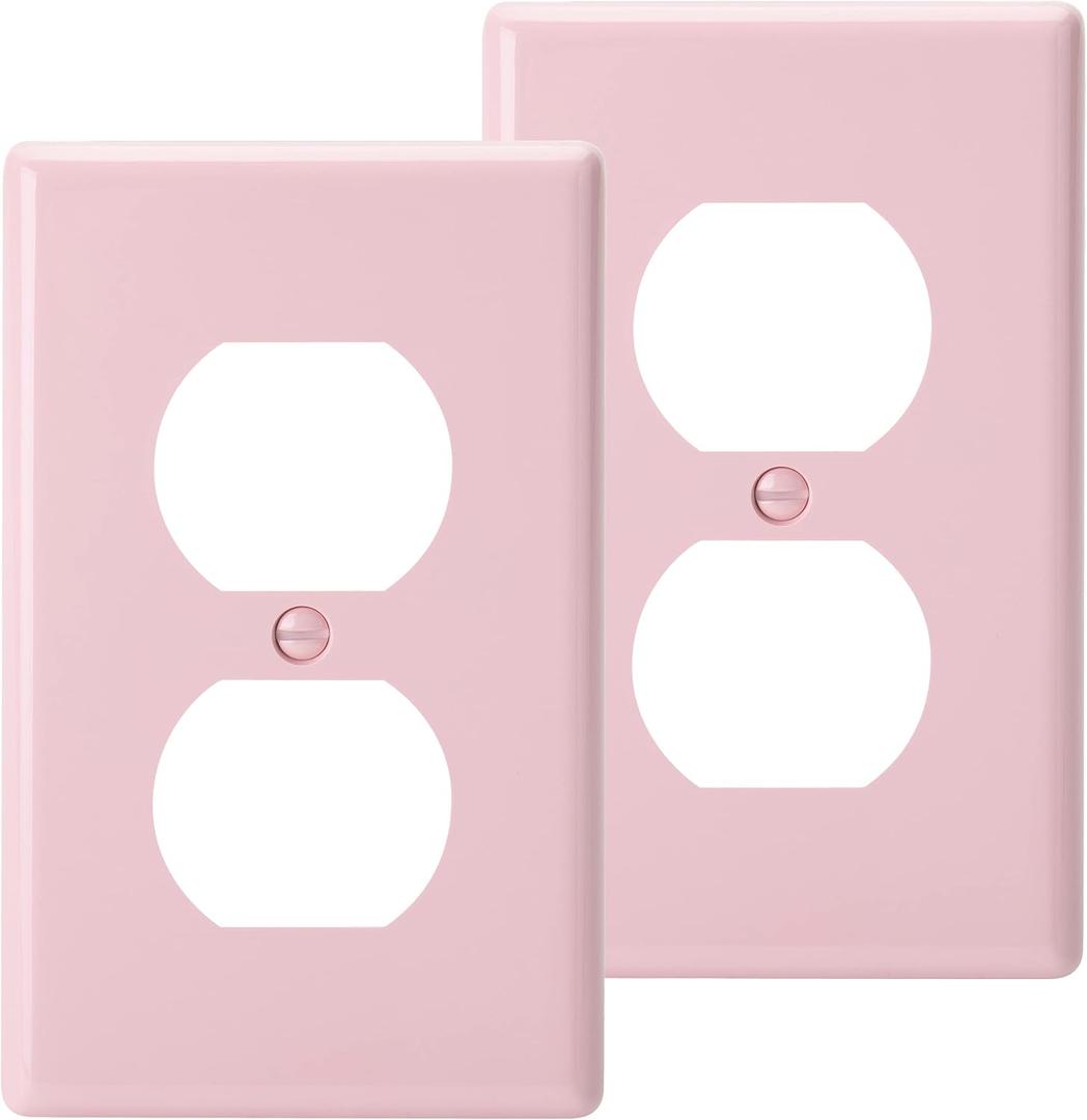 Bates- Duplex Receptacle Wall Plates, 2 Pack, Pink, Electrical Outlet Cover Plates, Electric Outlet Cover, Wall Outlet Cover, Outlet Plate, Outlet Wall Plate, Wall Outlet Cover Plate