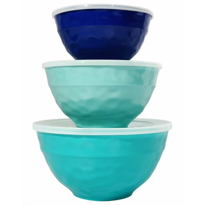 TP Melamine Mixing Bowl Set with Lids, 3-Piece Nesting Bowls Set for Pasta Baking Salad Mixing, Dishwasher Safe, Multi-Color