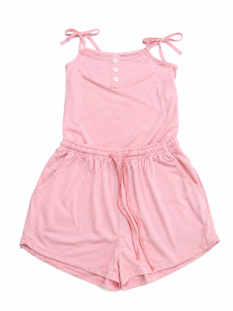 Girl's 2 Piece Outfits Summer Tank Top and Paperbag Waist Shorts Set, Sise 11-12Y