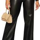 Zebaexf Women's High Waist Faux Leather Pants Straight Leg Jeans Leather Look Pants