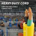 PlugSaf 12 FT 12/3 Gauge Outdoor Extension Cord with Multiple Outlets Light Indicator, Flexible 3 Outlet Weatherproof Heavy Duty Extension Cord Waterproof Yellow, 15A 1875W 12AWG SJTW, ETL Listed