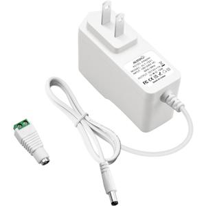 ALITOVE 12V 1A Power Supply DC 12 Volt Power Adapter 12V 1000mA 600mA 800mA 12W AC/DC Adapter 100V~240V AC to DC 12V Power Cord with 5.5x2.5mm Tip for Router LED Strip Security Camera System, White