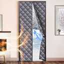 LADER Magnetic Thermal Insulated Door Curtain,Filled with Thickened Polyester Fiber Cotton&Full Strip Magnets,Temporary Doorway Cover Curtains, Self-Closing Privacy Magnetic Screen Door for Winter (Fit Door Size 34"-36" x 80")