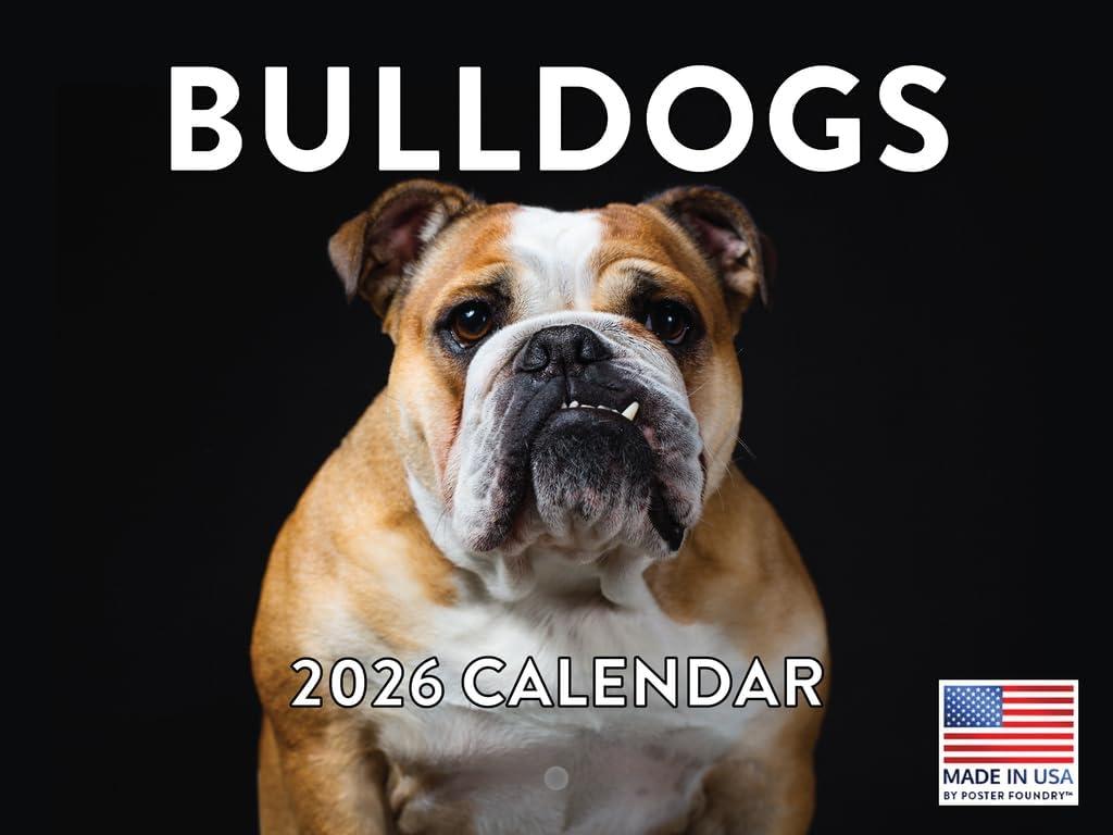 Bulldog Calendar 2026 Wall 12 Month Monthly Bull dog Gifts For Bulldog Lovers Women Men Mom Dad | American Made In The USA