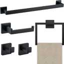 5 Piece Bathroom Towel Bar Set - SUS304 Stainless Steel Bath Towel Holder, 15.7 Inch Towel Racks for Bathroom Wall Mounted, Bathroom Hardware Accessories Set - Matte Black