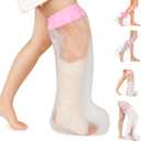 Mosago Waterproof Cast Covers for Shower Leg, Soft Comfortable full Leg Protector for Shower Adult, Keep Wound/Bandage Dry Bath, Broken Legs/Knee/Foot/Ankle, Reusable Wound Care Supplies (Pink)