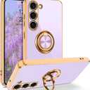 BENTOBEN for Samsung Galaxy S23 Case, 360 Ring Holder Kickstand Support Car Mount Elegant Plating Edge Slim Shockproof Soft TPU Protective Phone Cover for Samsung Galaxy S23 6.1" 2023, Light Purple