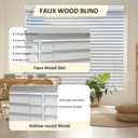 Cordless Faux Wood Blinds 26" W x 36" H, 2 Inch Slat Horizontal Windows Blinds with Crown Valance, Room Darkening, White Blinds for Home Interiors