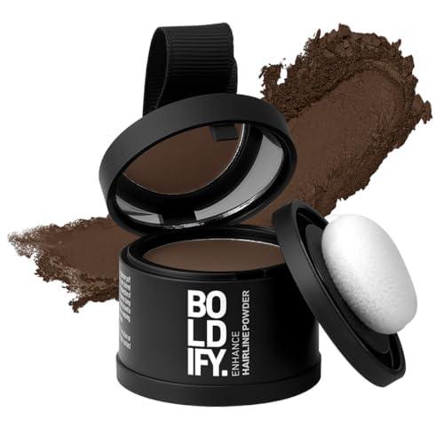 BOLDIFY Hairline Powder - Root Touch Up Hair Color for Gray Coverage - Bald Spot Concealing Hair Powder for Women & Men - 48-Hour Stain-Proof - Medium Brown (0.14 Ounce (Pack of 1))