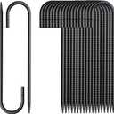 Rebar Stakes 16 Inch 20 Pack J Hook Ground Stakes Heavy Duty Tent Stakes Chain Link Fence Stakes with Chisel Point End Galvanized Steel Ground Anchors Metal Spikes Black Coated