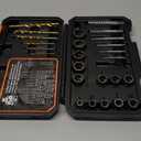 REXBETI 26-Piece Bolt Extractor Screw Extractor Set and Cobalt Drill Bit Set, Case with 13-Piece Bolt Extractor, 6-Piece HSS Drill Bit, 6-Piece Spiral Screw Extractor and 1-Piece Socket Adapter