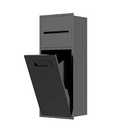 SUPERFLO 4 Gallon Bathroom Trash Can Tilt Out Trash Bin Cabinet, Hidden Trash Can Cabinet Recessed Wall Mounted Stainless Steel with Toilet Paper Holder for Bathroom/Bedroom/Office Renovation, Black color 8x26 inch