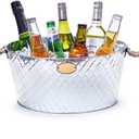 Oval Drinks Pail with Rope Handles – Galvanised Steel Drinks Tub for Beer,  Champagne, Rustic Ice Party Cooler for BBQs, Garden Parties & Home Bar 2 Pack