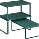 SONGMICS Cabinet Organizer Shelf, Set of 3 Kitchen Counter Shelves, Kitchen Storage, Spice Rack, Stackable, Expandable, Cascade Green UKCS220C01V1