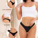 Sunm Boutique Cotton Thongs for Women, No Show Underwear for Women Pack, Sexy Low Rise Ladies Panties (Black, XXL)