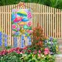 Spring Summer House Flag 28x40 Inch Double Sided Outside Colorful Mushroom Floral Flowers Outdoor Seasonal Holiday Welcome Yard Decoration