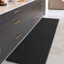 Color&Geometry Anti Fatigue Cushioned Kitchen Floor Mats,17"X47",Runner Rug Non Slip Waterproof,Memory Foam Padded Standing Mat for Front Sink,Black
