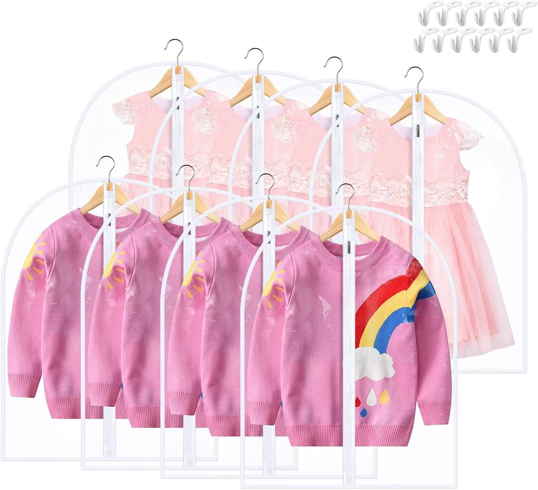Garment Bags for Hanging Clothes, SMINDER Clear Plastic Bags Full Zipper Suit Bags PEVA Breathable Lightweight Garment Covers for Closet Storage, Suitable for Shirts, Jackets, Gowns (24" x 32"/8 Pack)