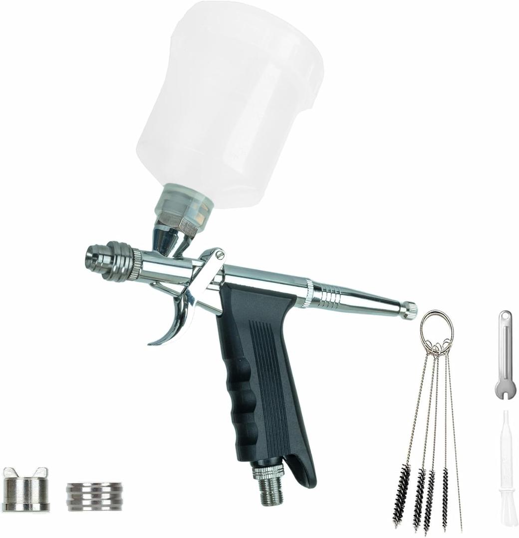 Airbrush Kit Trigger Type Airbrush Gun Air Brush Painting Set can Change Between Fan Spray and Round Spray Airbrush Spray Tool Set for Cake Painting Nails Makeup Model