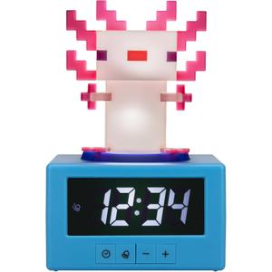 Paladone Minecraft Axolotl Digital Alarm Clock with Night Light Officially Licensed Gaming Decor, for Kids & Teens Bedrooms, Game Rooms, Minecraft Fans