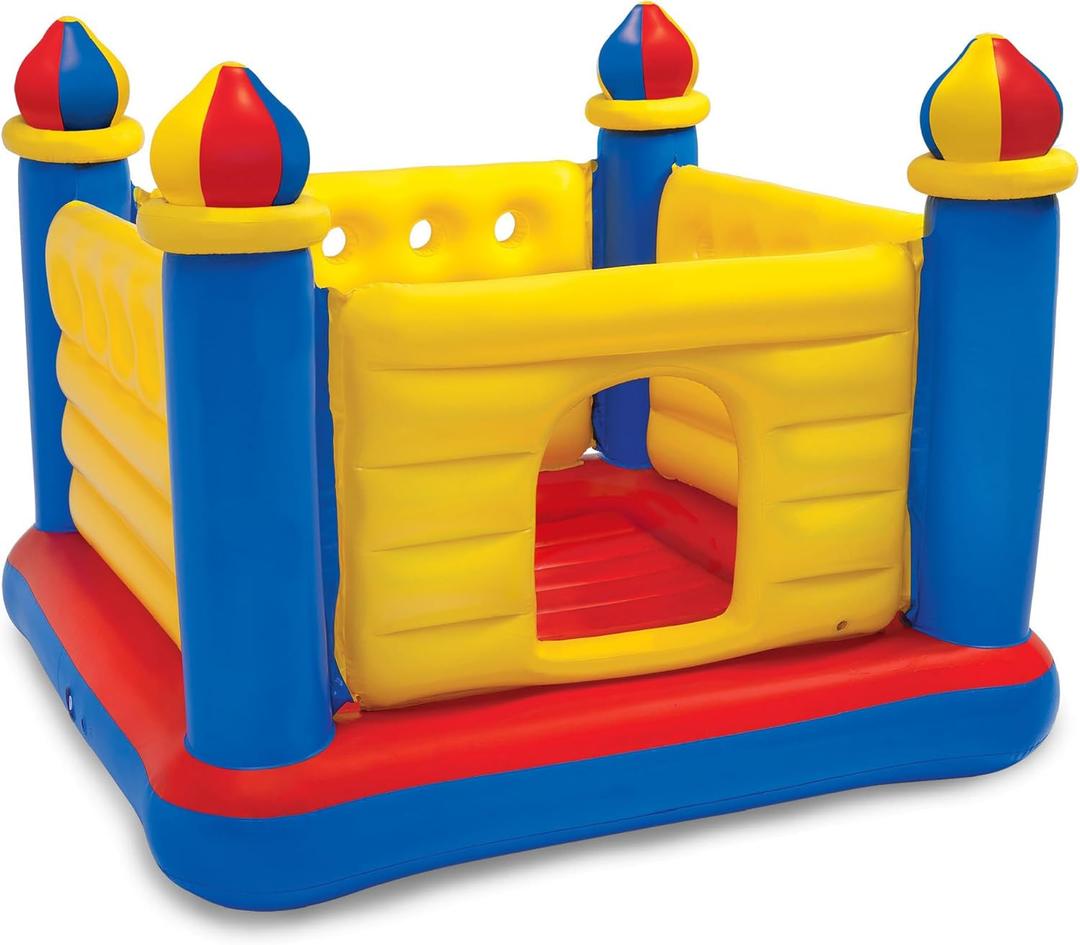 Intex Inflatable Colorful Jump-O-Lene Castle Bounce House, for 2 Kids Ages 3-6 - Large Blow-Up Indoor Outdoor Children's Bouncer Jumper Playhouse, 69"l X 69"w X 53"h