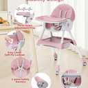 High Chairs for Babies and Toddlers, 4 in 1 Convertible Baby High Chair, Portable High Chair for Travel with Adjustable Height and Back, Foldable HighChair with Wheels& Pu Cushion