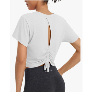 baleaf Women's Open Back Workout Tops Short Sleeve Crop Yoga Shirts Lightweight Athletic Gym Exercise T-Shirts, S baleaf Women's Open Back Workout Tops Short Sleeve Crop Yoga Shirts Lightweight Athletic Gym Exercise T-Shirts, S