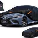 Kayme 7 Layers Heavy Duty Car Cover Waterproof All Weather, Full Exterior Cover Outdoor Snow Sun Uv Protection with Zipper for Automobiles, Universal Fit for Sedan (186 to 193 Inch)