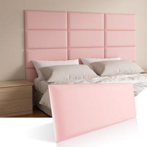 Headboards Wall Panel for Twin, Self-Adhesive 3D Wall Panels, Upholstered Wall Panel for Bedroom/Living Room (4 Pieces 9.84 in x 23.6 in) (Pink)