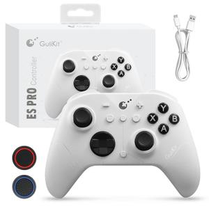GuliKit ES PRO Wireless Gaming Controller for PC Windows Switch 2 Android iOS - World's Fastest 3.25ms Latency, TMR Anti-Drift Joysticks, 30H Battery, Wake-up Support-White