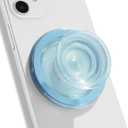 OnTheGrip Compatible with Magsafe Magnetic Authentic Translucent Color Design Collapsible Mobile Phone Grip Stand Holder for Smartphone Tablet Cell Phone Accessory (Sky Blue)