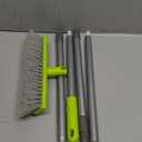 Floor Scrub Brush 2 in 1 Scrubber and Squeegee, Stiff Bristle Deck Brush for Cleaning Concrete, Patio, Garage, Kitchen, Carpet and Bathroom 57" Long Handle (Green)